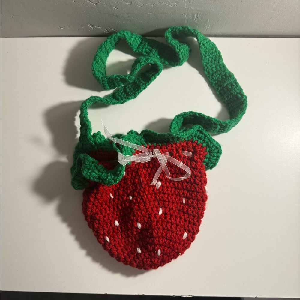 Crochet strawberry bag